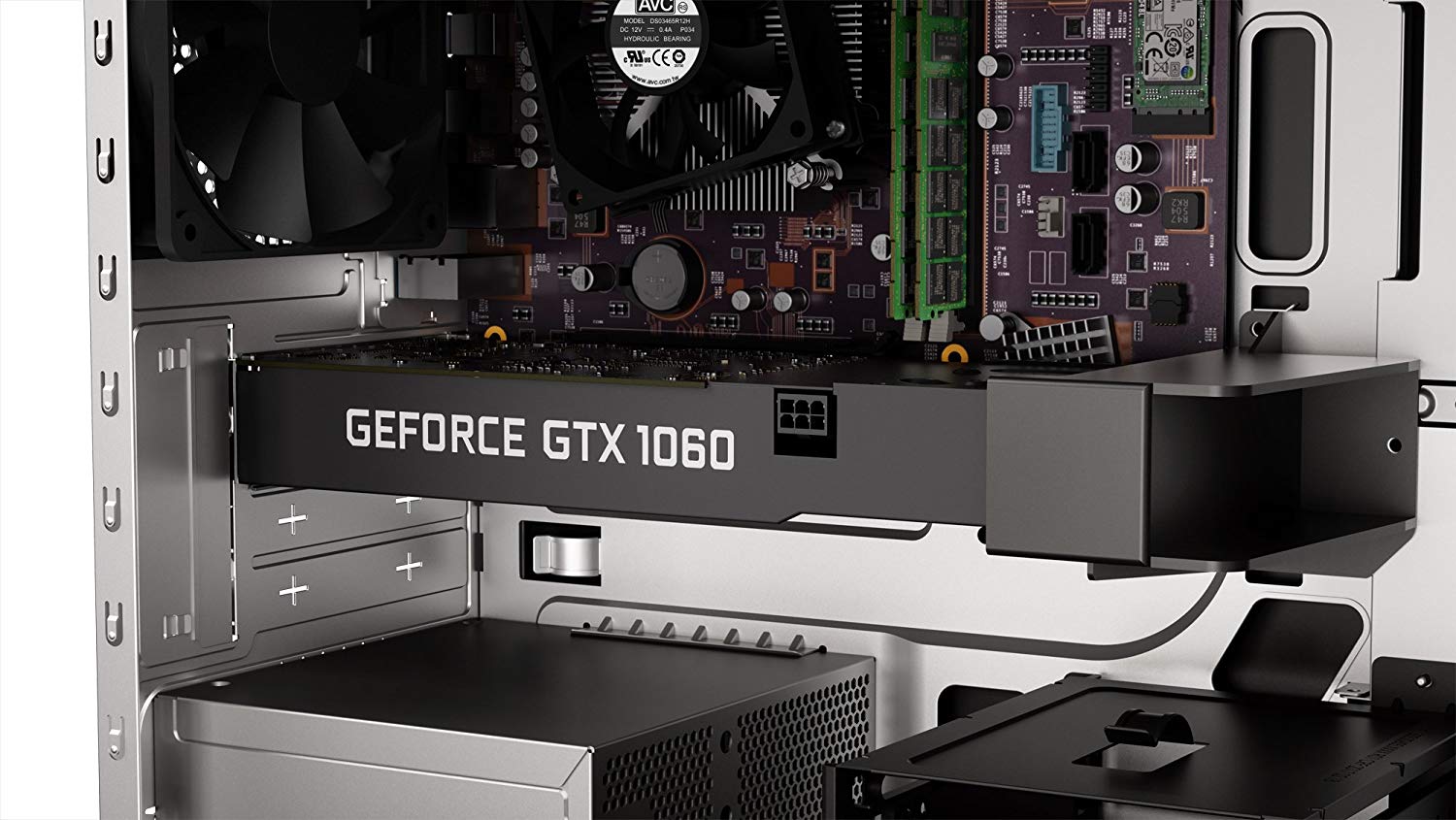 Lenovo Legion Y520 Gaming Tower zoomed side view opened with nvidie geforce gtx 1050