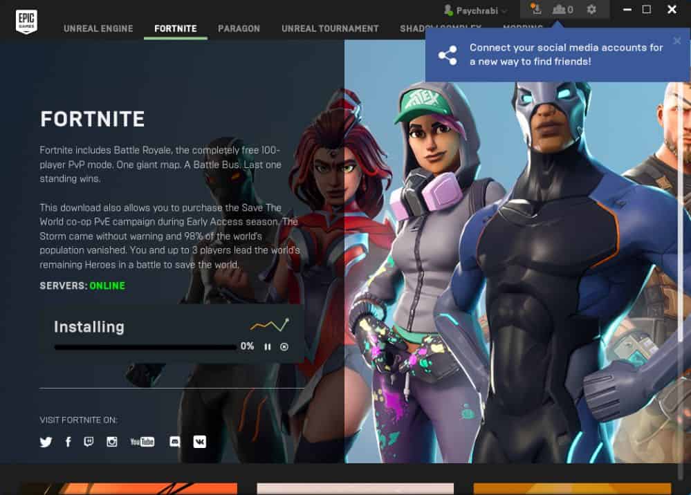 fortnite installing