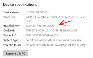 windows ram info