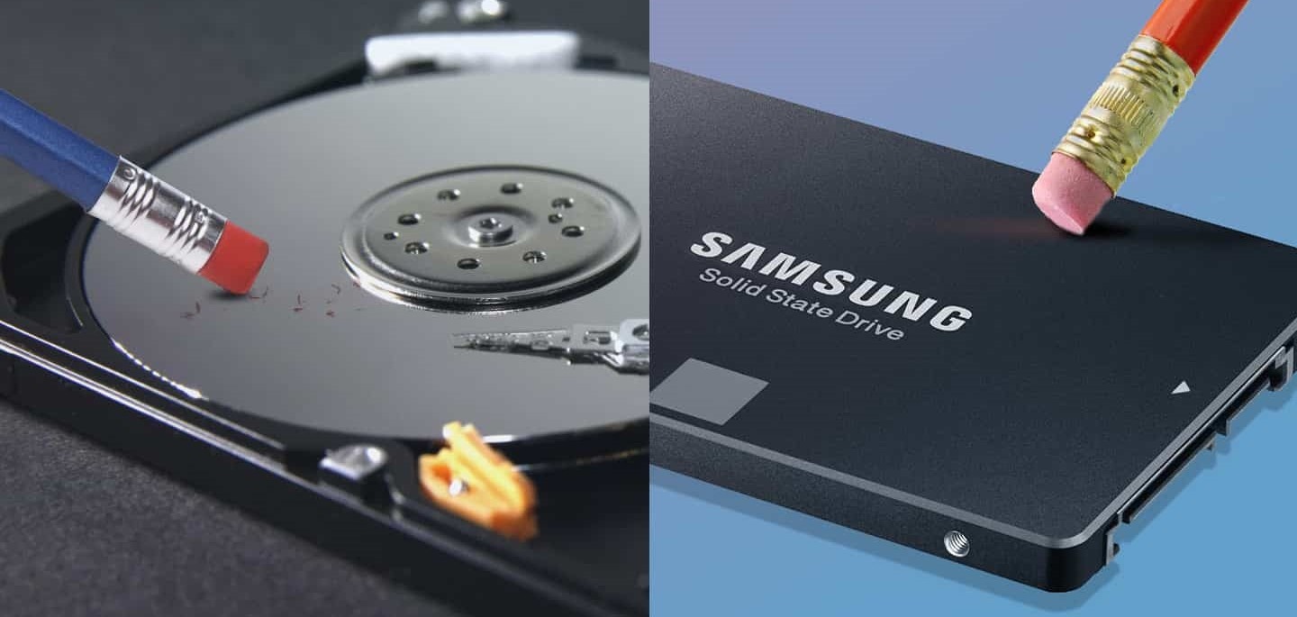 erasing from a hdd and ssd