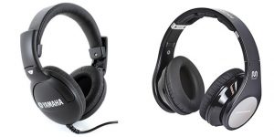 two headsets wired and wireless