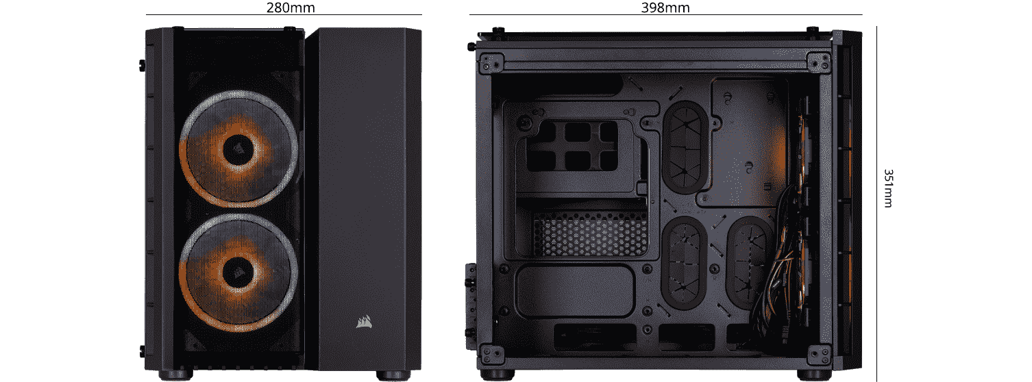 Corsair Crystal Black 280X RGB size