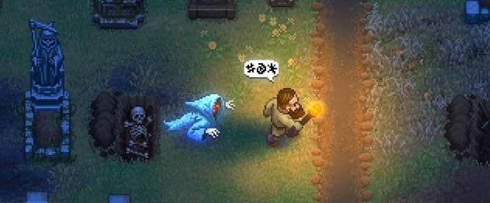 Graveyard Keeper chased by a ghost