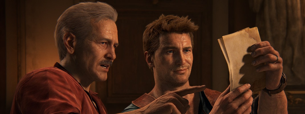 Uncharted 4 A Thief’s End a man holding a piece of paper