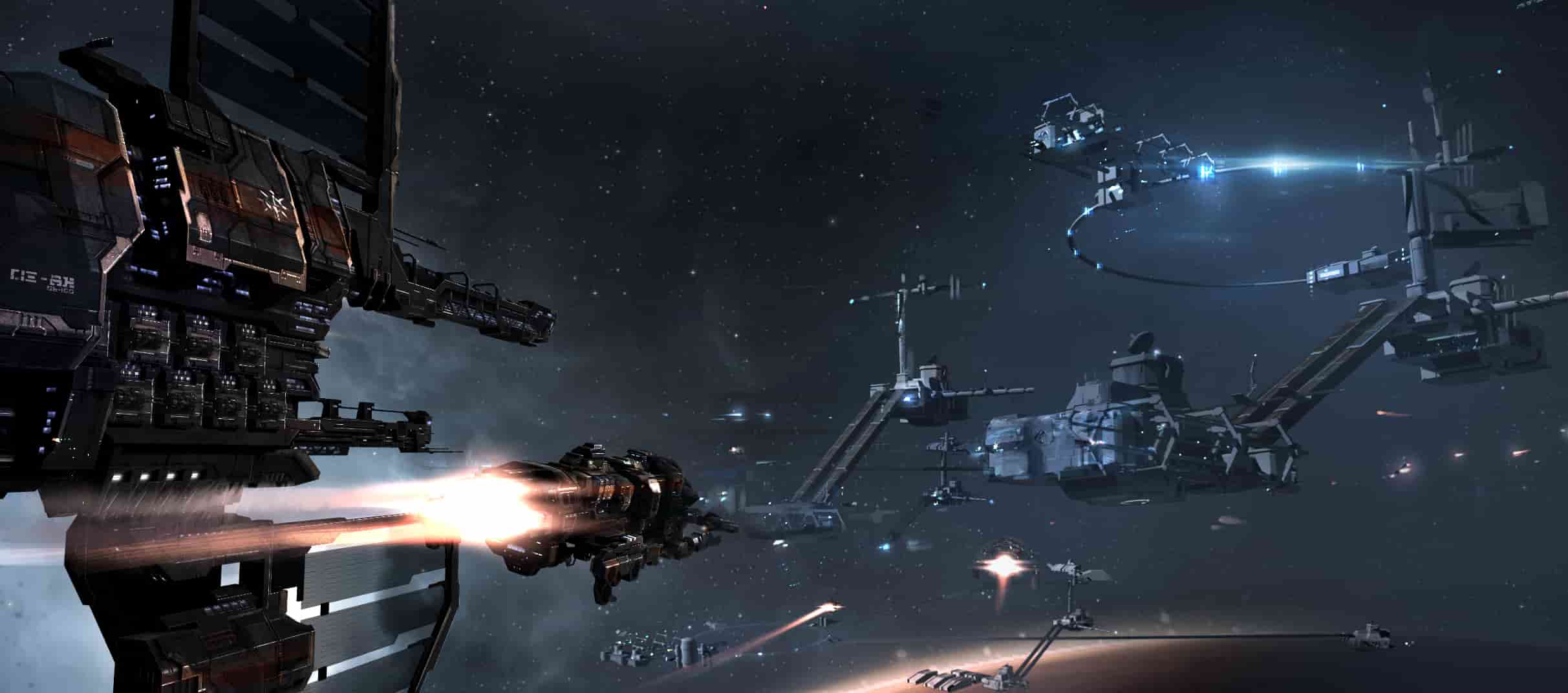 eve online spaceship shooting