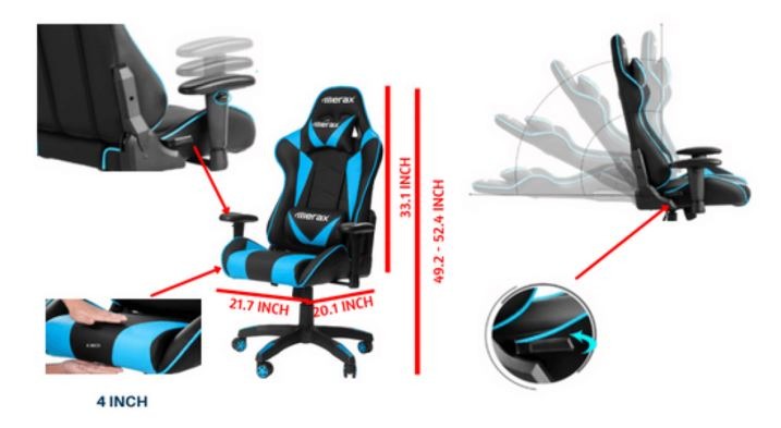 Merax Gaming Chair size