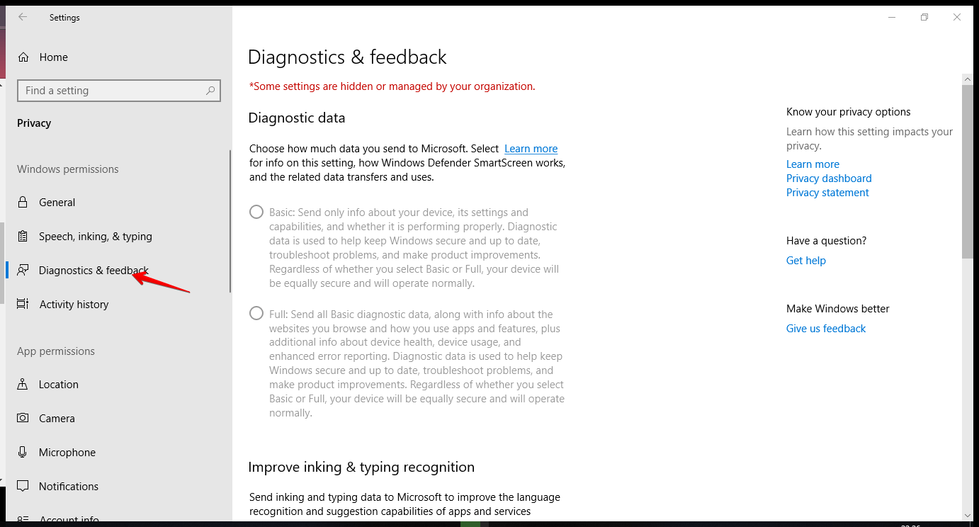 diagnostics and feedback