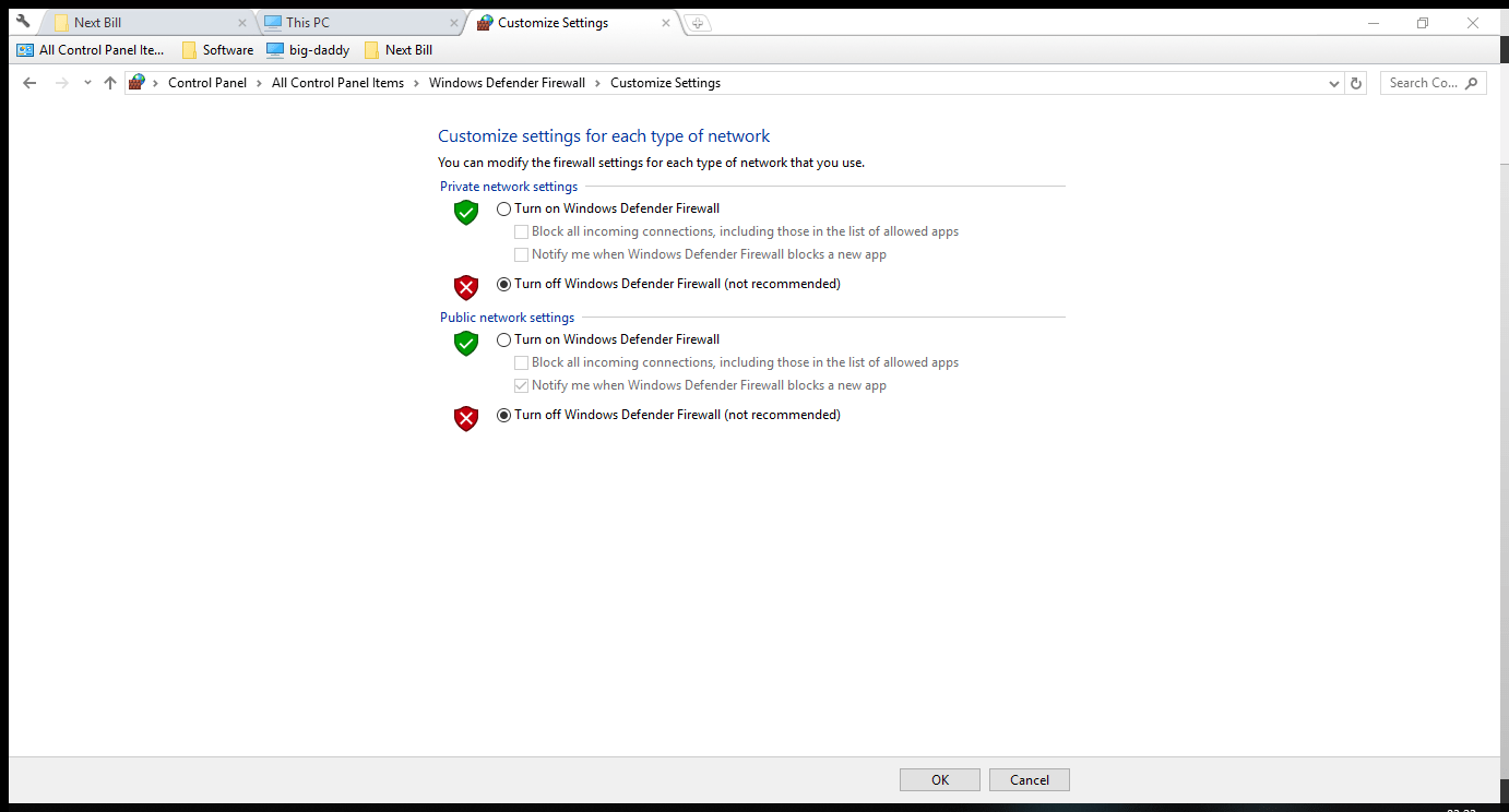 discord turn windows defender firewall off