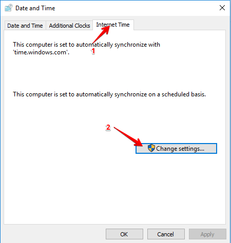 internet time settings