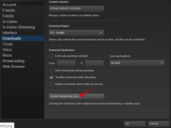steam settings clear download cache