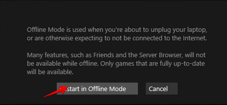 steam start offline mode