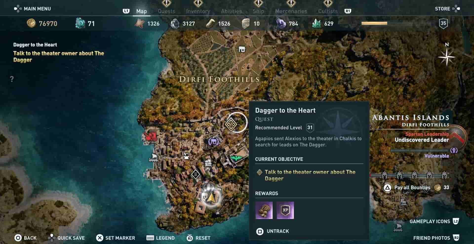 Assassin's Creed Odyssey Dagger to the Heart map
