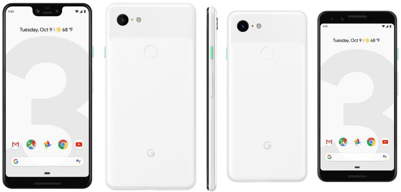 Google Pixel 3 white front and back