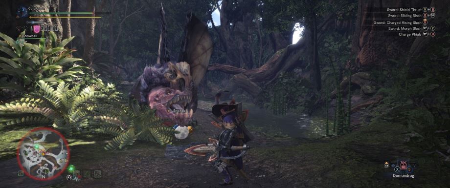 Monster Hunter World Anjanath combat