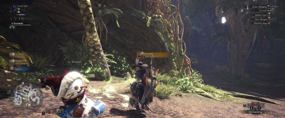 Monster Hunter World Anjanath finding the monster