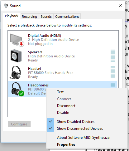 headphones select properties
