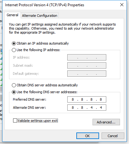 internet protocol version 4 validate settings upon exit