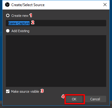 OBS Create New Game Capture