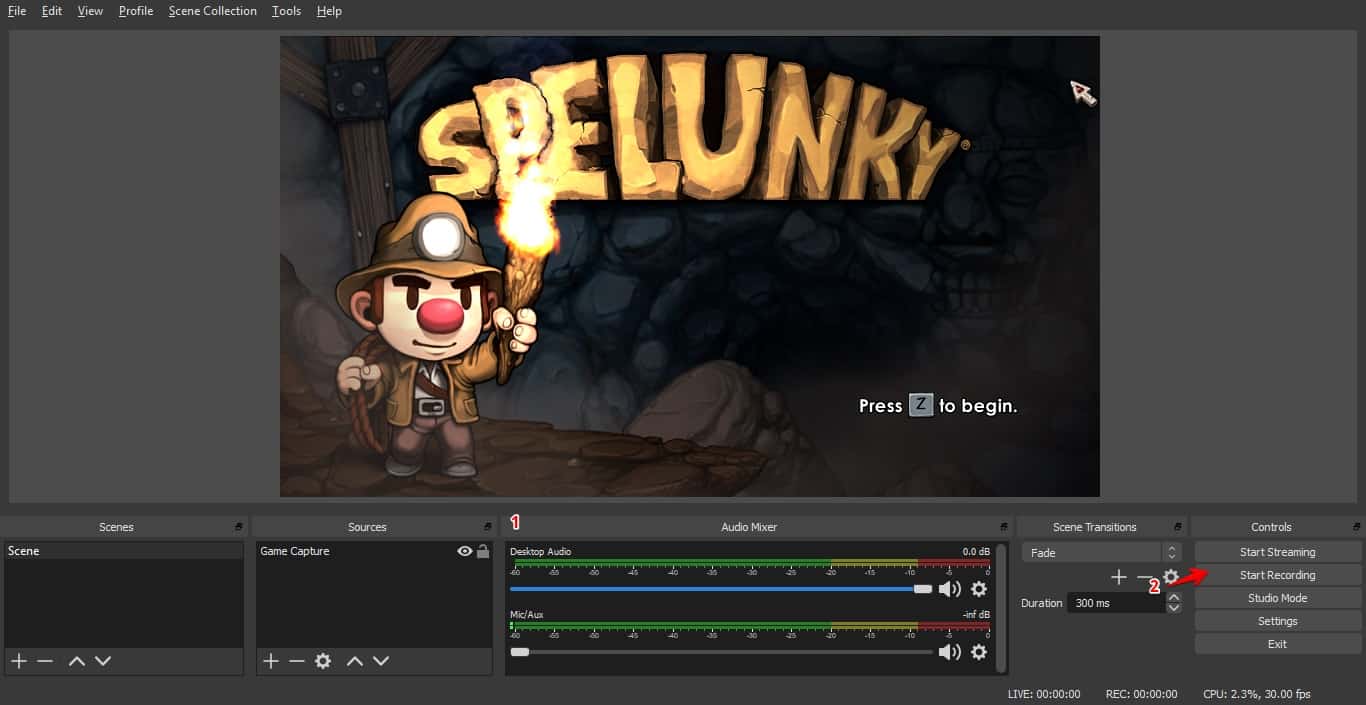 OBS Game Capture Start Recording
