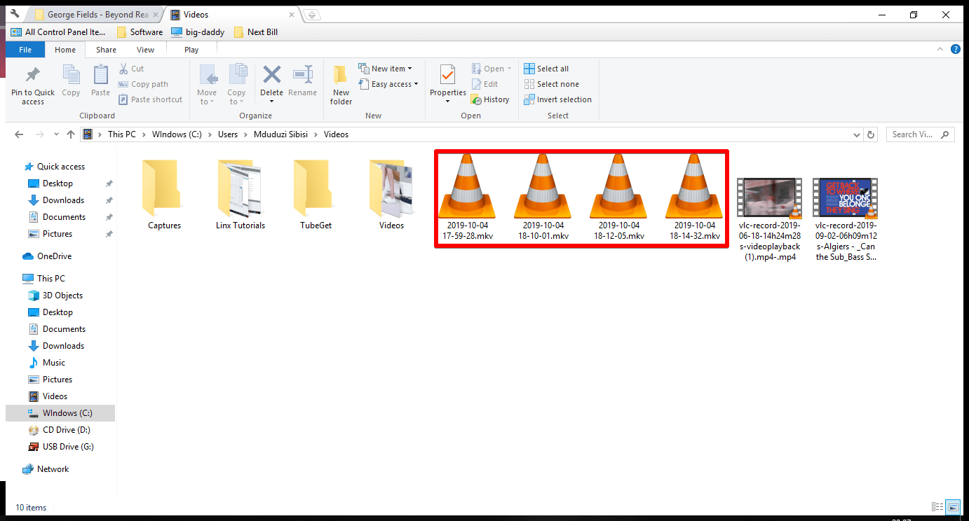 Recording Screen Step 10 - recorded files