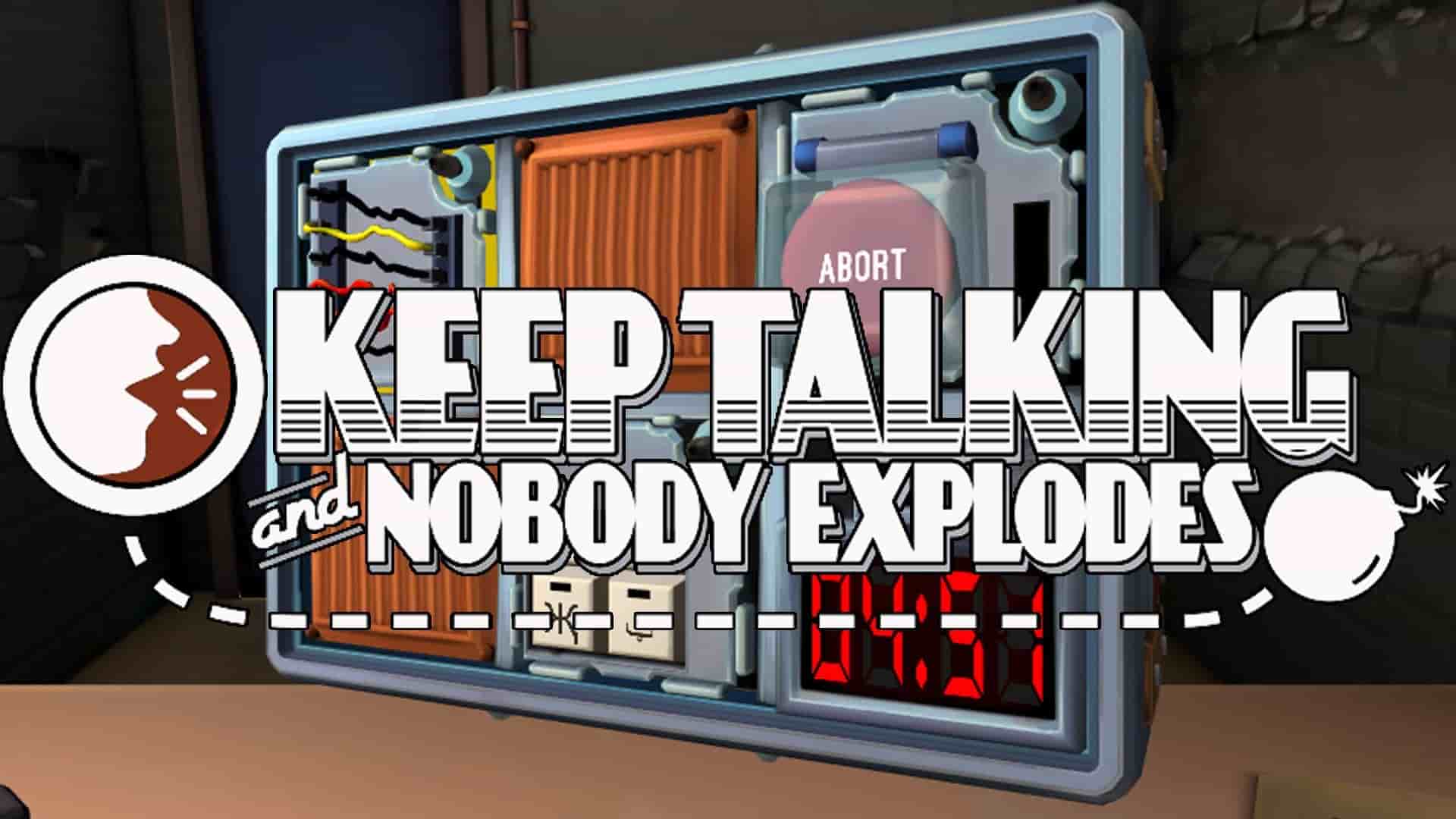 Keep talking and nobody explodes game logo on top of the bomb