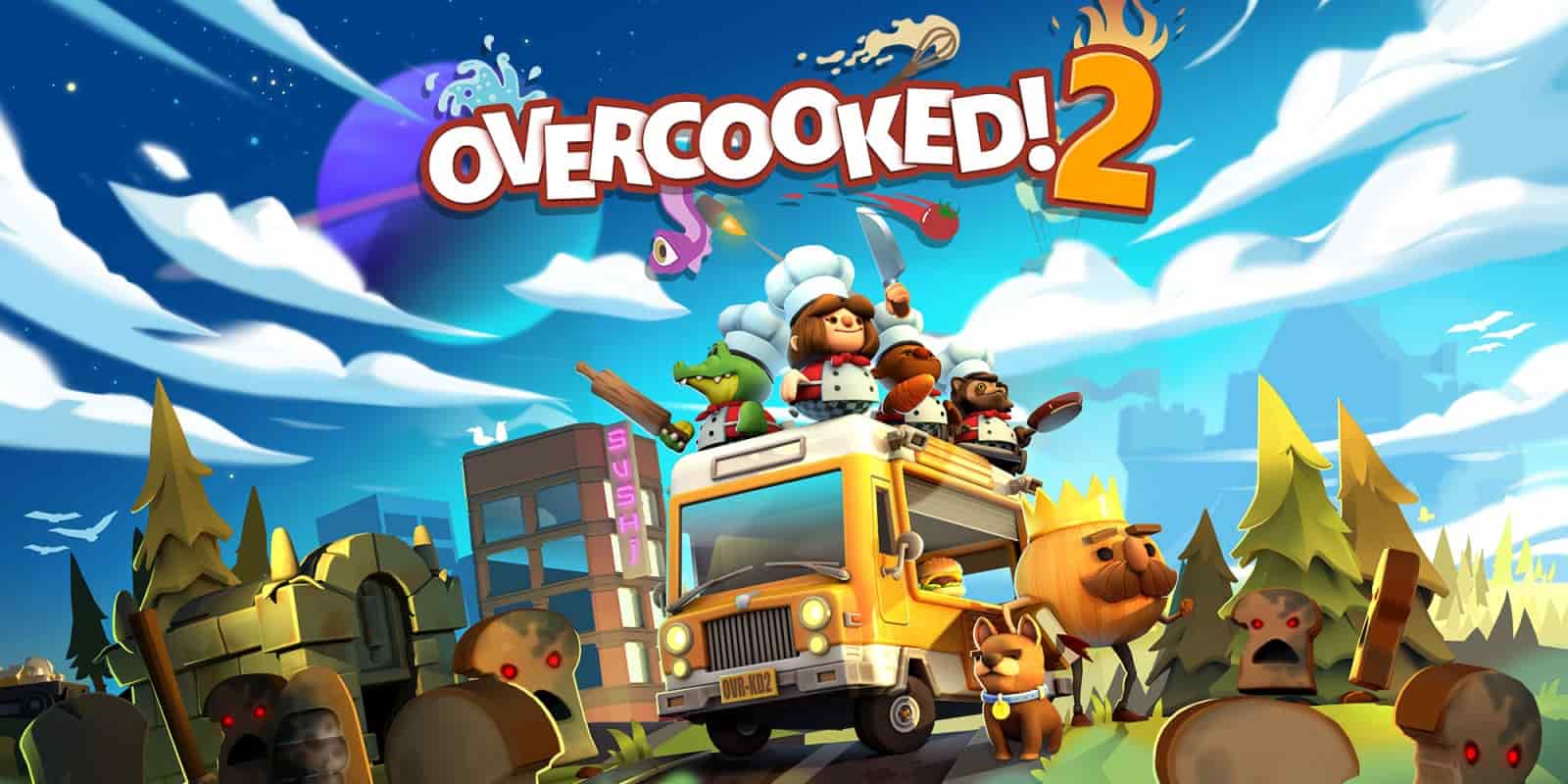 Overcooked 2 chefs on top of their foodtruck