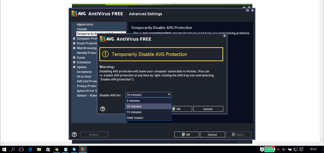 disable avg anti virus