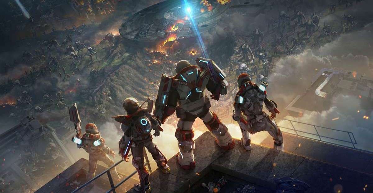 Alienation main characters looking on destroyed city