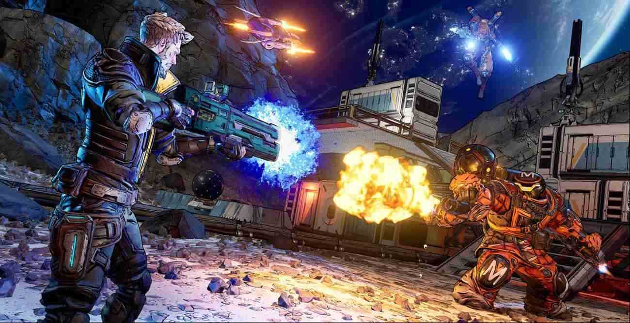 Borderland characters shooting one another