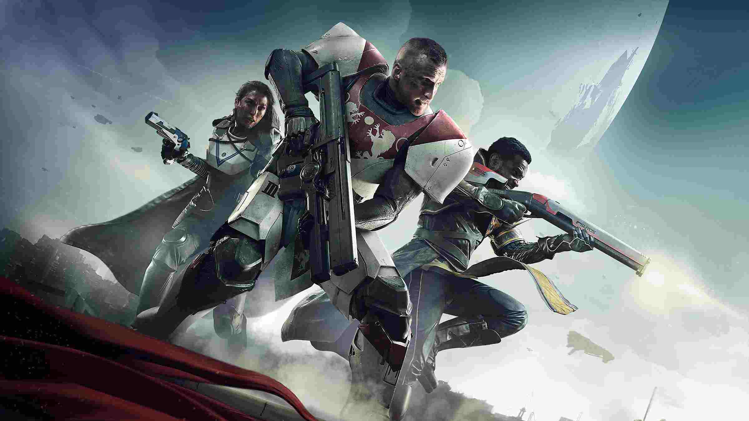 Destiny 2 main characters holding weapons