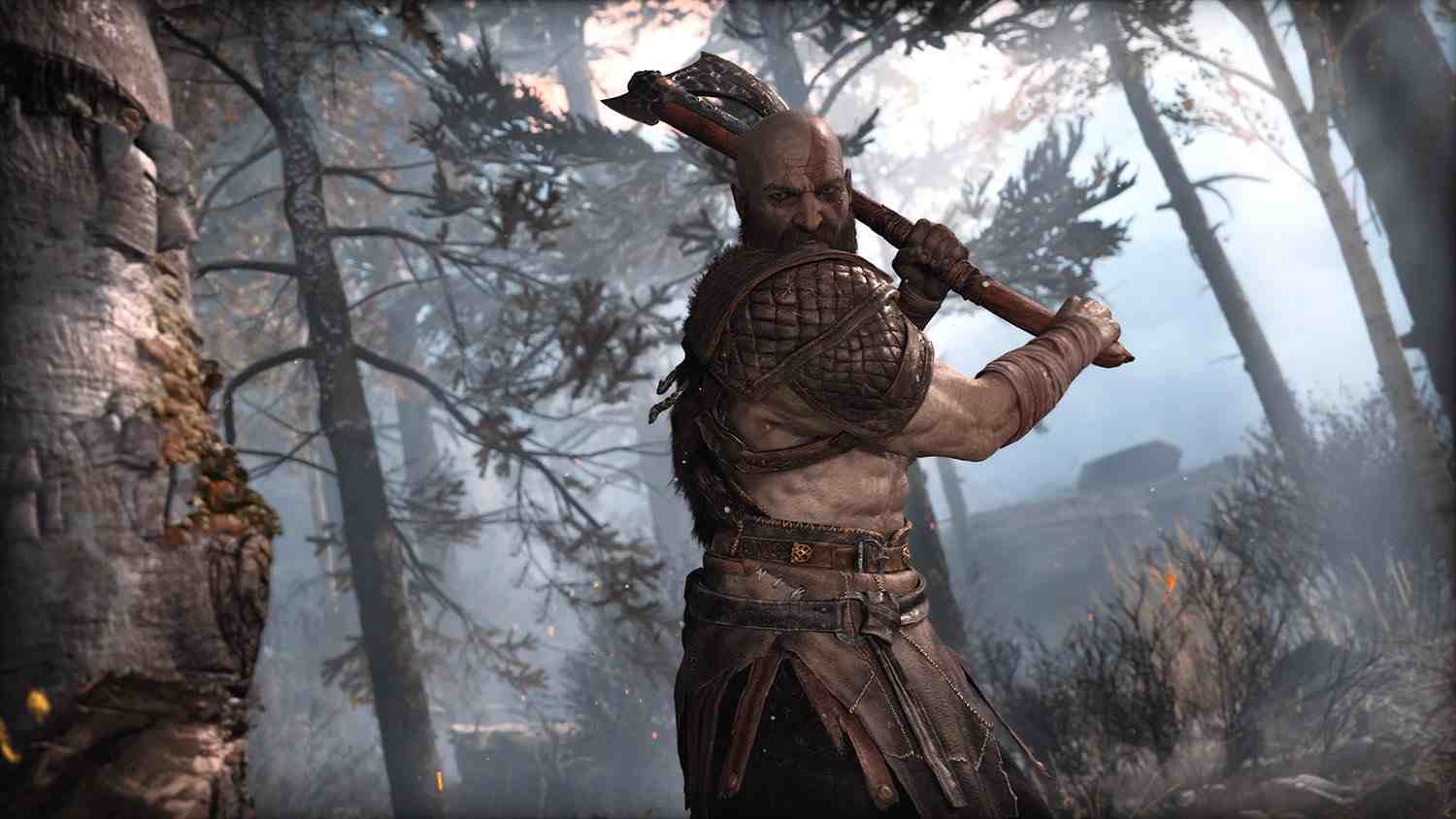 God of war 2018 Kratos swinging his axe