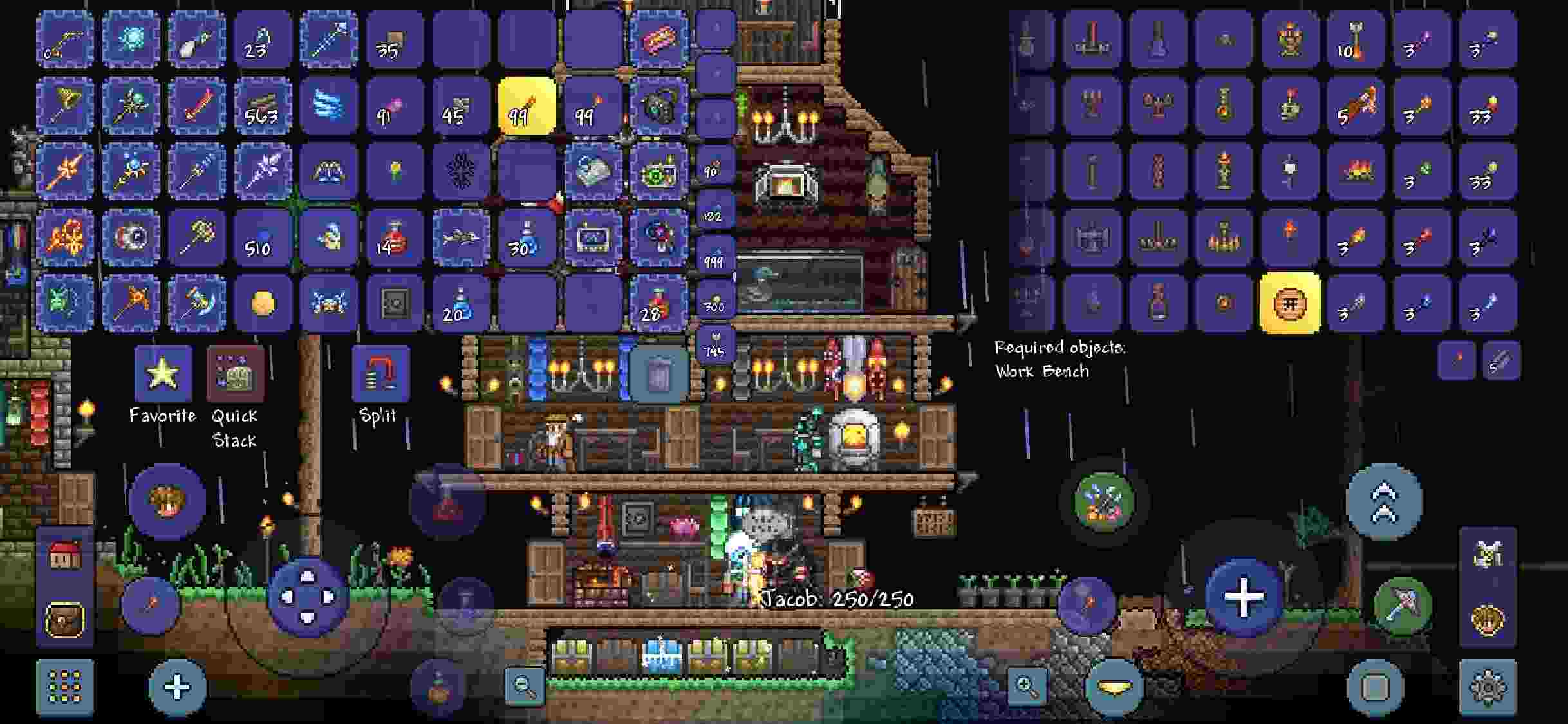 Terraria blacksmith weapon crafting and materials inventory