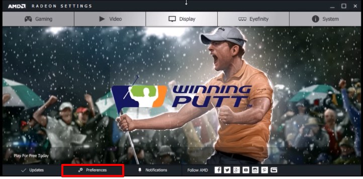 AMD Radeon Preferences settings
