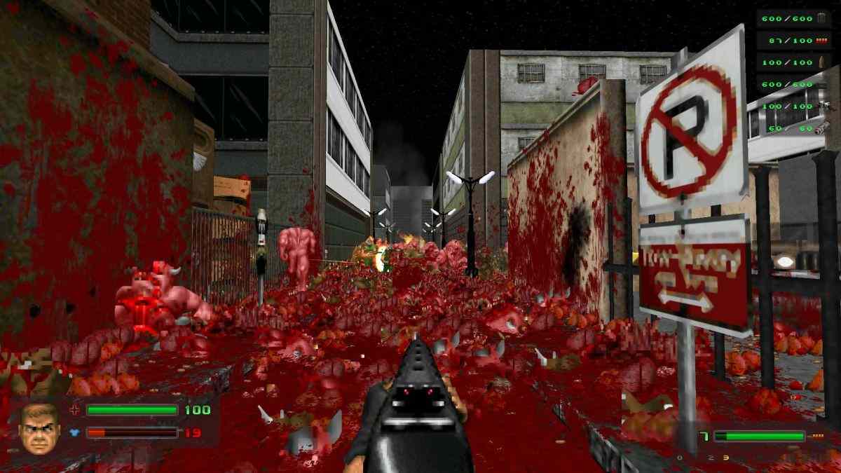 Brutal DOOM Mod bloody alley with decapitated monsters