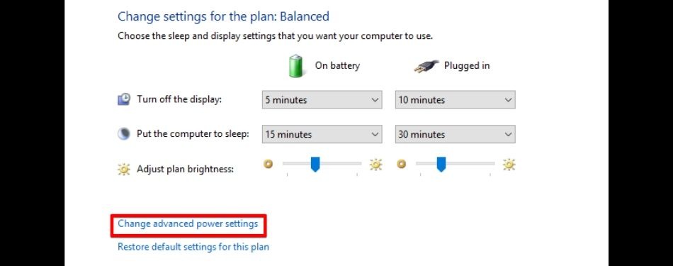 Change Advanced Power Settings