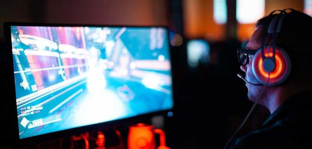 Gamer Playing on a PC