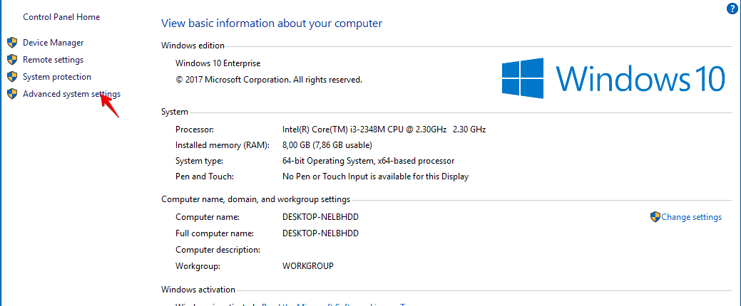 Select Advanced System Settings