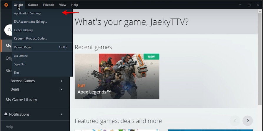 Select Application Settings