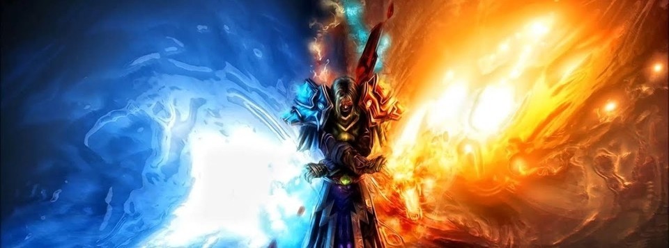 World of Warcraft Mage on Blue and Gold Background