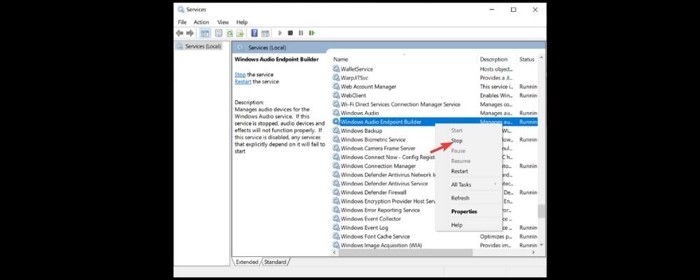 Choose Windows Audio Endpoint Builder