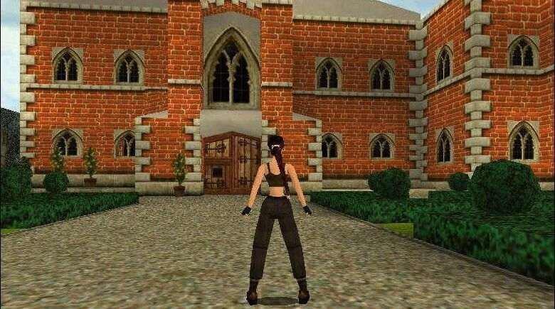 Lara in front of Croft Manor