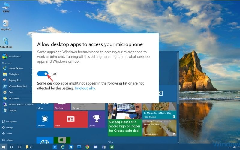Allow desktop apps to access your microphone