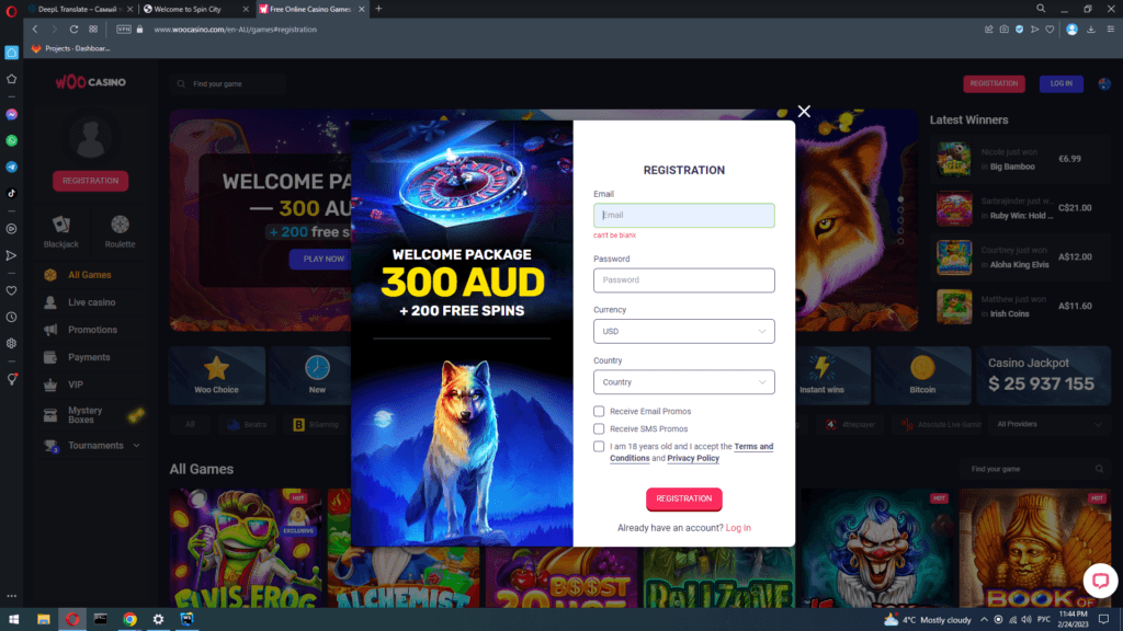 registration at woo casino